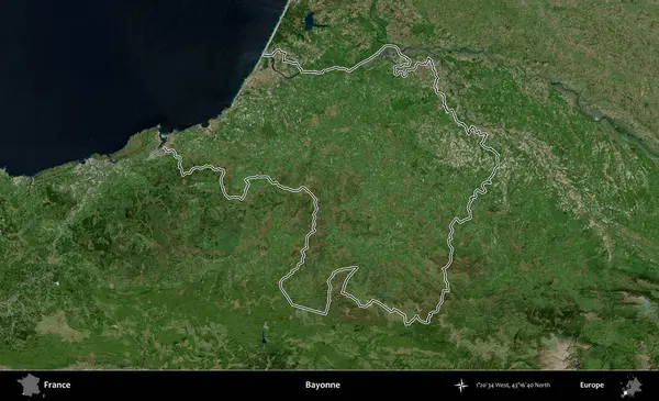 Bayonne. B uydusundaki görüntülerde Fransa 'nın idari bölgesinin ana hatları belirlenmiş.