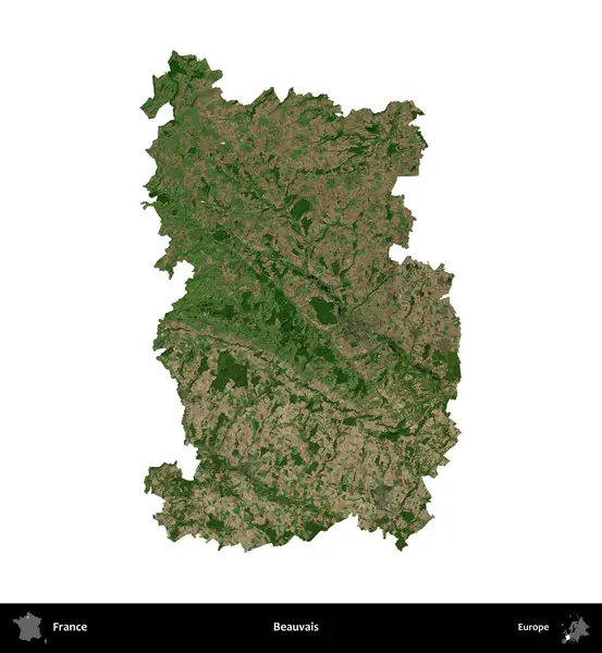 Beauvais. Fransa 'nın idari bölgesi B uydusundaki görüntülerde beyaza izole edildi