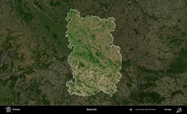 Beauvais. Fransa 'nın idari alanı koyu renkli bir B uydusu görüntüsüyle vurgulandı ve özetlendi