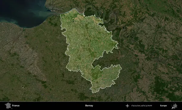 Bernay. Fransa 'nın idari alanı koyu renkli bir B uydusu görüntüsüyle vurgulandı ve özetlendi