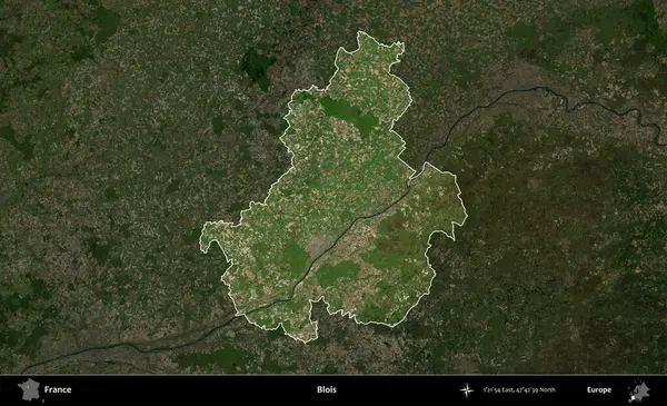 Blois. Fransa 'nın idari alanı koyu renkli bir B uydusu görüntüsüyle vurgulandı ve özetlendi