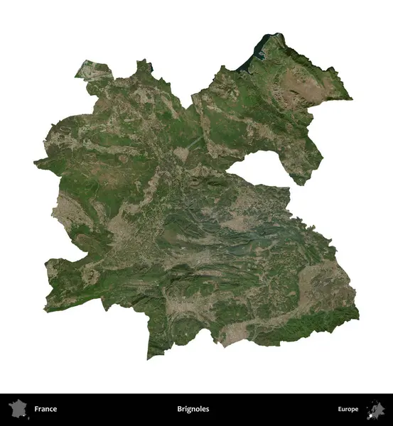 Brignoles. Fransa 'nın idari bölgesi B uydusundaki görüntülerde beyaza izole edildi