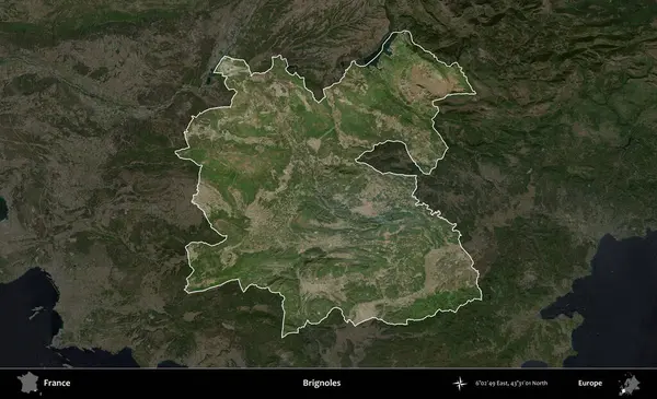 Brignoles. Fransa 'nın idari alanı koyu renkli bir B uydusu görüntüsüyle vurgulandı ve özetlendi