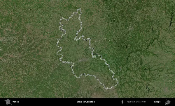 Brive-la-Gaillarde. B uydusundaki görüntülerde Fransa 'nın idari bölgesinin ana hatları belirlenmiş.