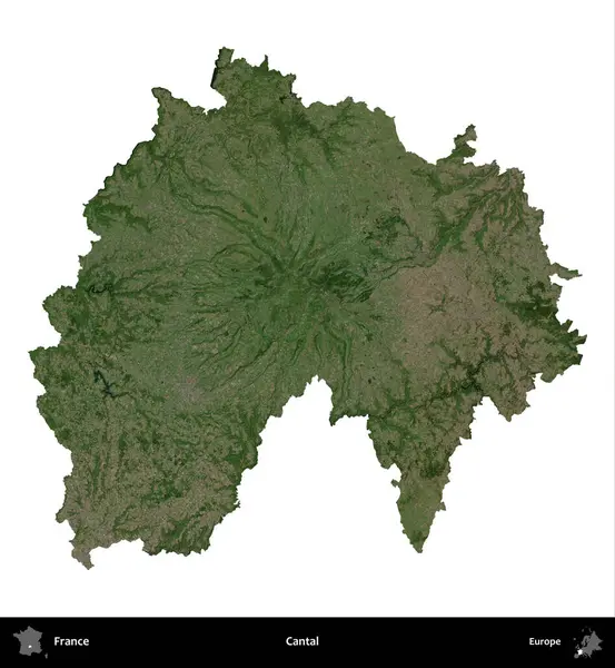 Cantal. Fransa 'nın idari bölgesi B uydusundaki görüntülerde beyaza izole edildi