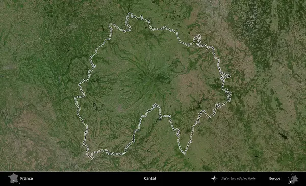 Cantal. B uydusundaki görüntülerde Fransa 'nın idari bölgesinin ana hatları belirlenmiş.