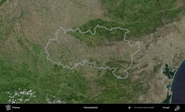 Carcassonne. B uydusundaki görüntülerde Fransa 'nın idari bölgesinin ana hatları belirlenmiş.