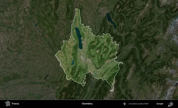 Chambery. Fransa 'nın idari alanı koyu renkli bir B uydusu görüntüsüyle vurgulandı ve özetlendi