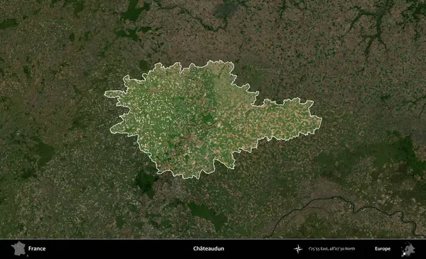 Chateaudun. Fransa 'nın idari alanı koyu renkli bir B uydusu görüntüsüyle vurgulandı ve özetlendi
