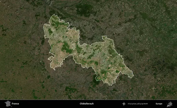 Chatellerault. Fransa 'nın idari alanı koyu renkli bir B uydusu görüntüsüyle vurgulandı ve özetlendi