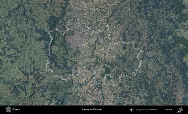Clermont-Ferrand. B uydusundaki görüntülerde Fransa 'nın idari bölgesinin ana hatları belirlenmiş.