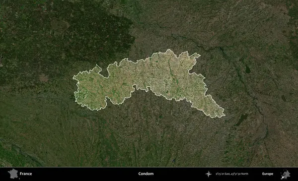 Prezervatif. Fransa 'nın idari alanı koyu renkli bir B uydusu görüntüsüyle vurgulandı ve özetlendi