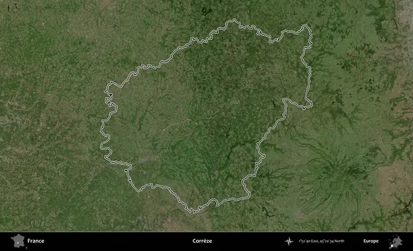 Correze. B uydusundaki görüntülerde Fransa 'nın idari bölgesinin ana hatları belirlenmiş.