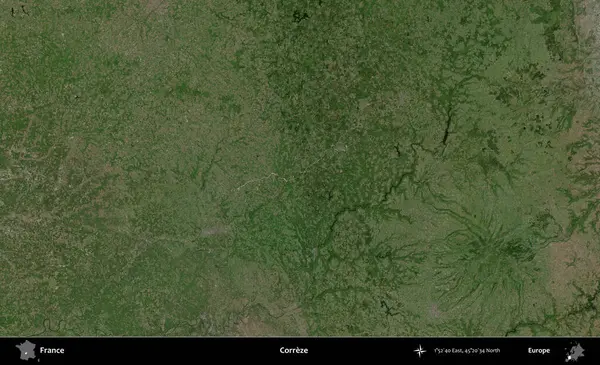 Correze. B uydusundan alınan görüntülerde Fransa 'nın idari bölgesi