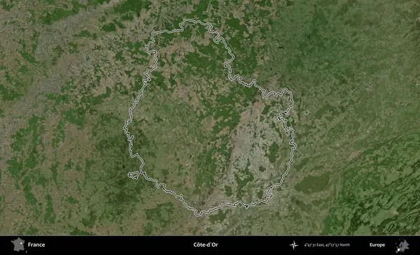 Cote-d'Or. B uydusundaki görüntülerde Fransa 'nın idari bölgesinin ana hatları belirlenmiş.