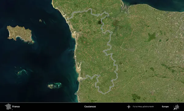 Coutances. B uydusundaki görüntülerde Fransa 'nın idari bölgesinin ana hatları belirlenmiş.