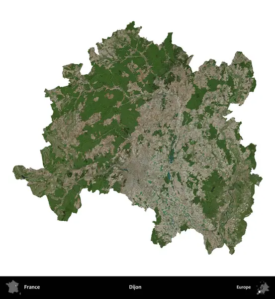 Dijon. Fransa 'nın idari bölgesi B uydusundaki görüntülerde beyaza izole edildi