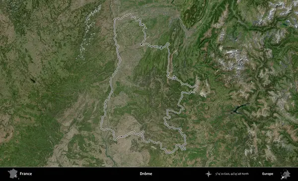 Drome. B uydusundaki görüntülerde Fransa 'nın idari bölgesinin ana hatları belirlenmiş.