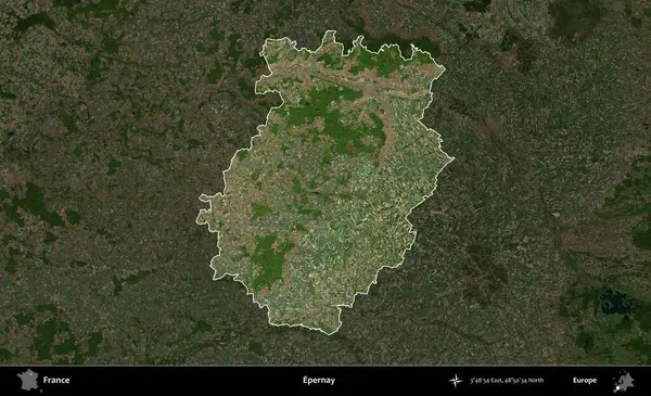 Epernay. Fransa 'nın idari alanı koyu renkli bir B uydusu görüntüsüyle vurgulandı ve özetlendi