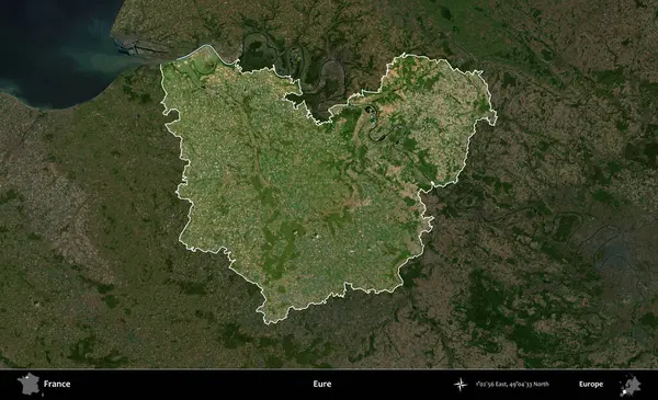 Eure. Fransa 'nın idari alanı koyu renkli bir B uydusu görüntüsüyle vurgulandı ve özetlendi