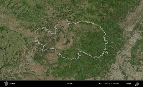 Florac. B uydusundaki görüntülerde Fransa 'nın idari bölgesinin ana hatları belirlenmiş.