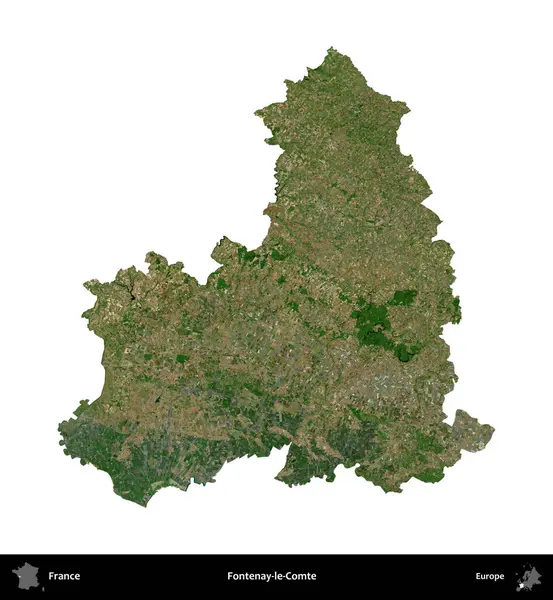 Fontenay-le-Comte. Fransa 'nın idari bölgesi B uydusundaki görüntülerde beyaza izole edildi