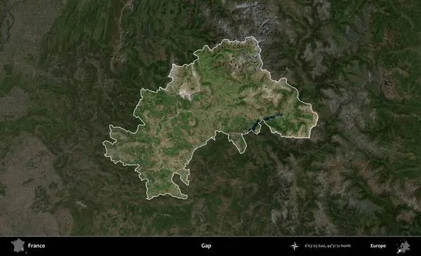 Boşluk. Fransa 'nın idari alanı koyu renkli bir B uydusu görüntüsüyle vurgulandı ve özetlendi