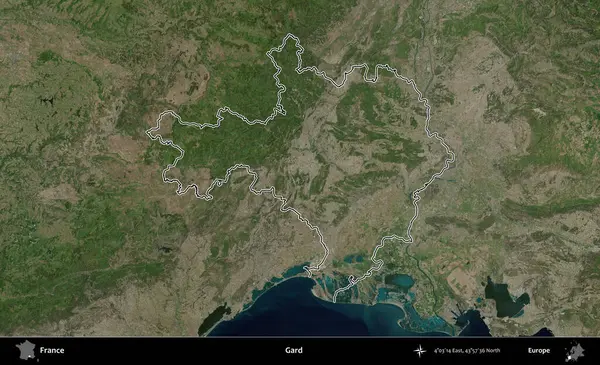 Gard. B uydusundaki görüntülerde Fransa 'nın idari bölgesinin ana hatları belirlenmiş.