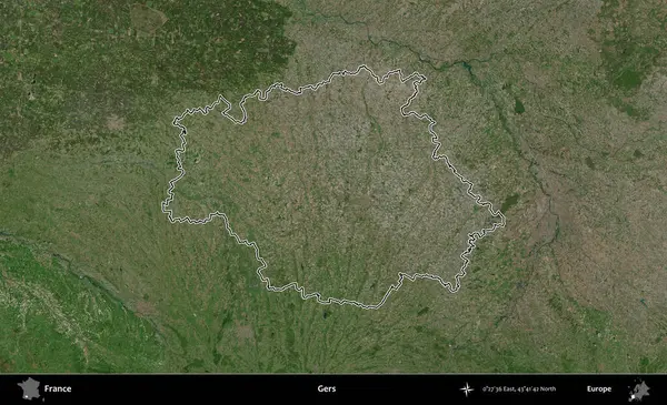 Gers. B uydusundaki görüntülerde Fransa 'nın idari bölgesinin ana hatları belirlenmiş.