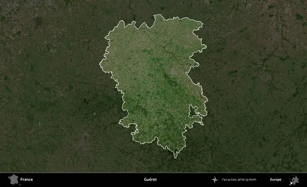 Gueret. Fransa 'nın idari alanı koyu renkli bir B uydusu görüntüsüyle vurgulandı ve özetlendi