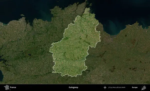 Guingamp. Fransa 'nın idari alanı koyu renkli bir B uydusu görüntüsüyle vurgulandı ve özetlendi