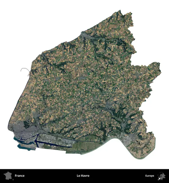 Le Havre. Fransa 'nın idari bölgesi B uydusundaki görüntülerde beyaza izole edildi