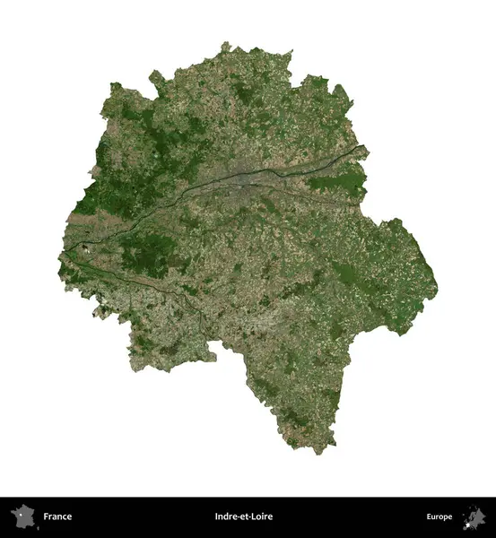 Indre-et-Loire. Fransa 'nın idari bölgesi B uydusundaki görüntülerde beyaza izole edildi