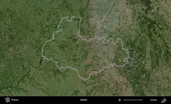 Issoire. B uydusundaki görüntülerde Fransa 'nın idari bölgesinin ana hatları belirlenmiş.