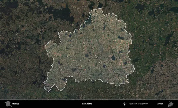 La Chatre 'de. Fransa 'nın idari alanı koyu renkli bir B uydusu görüntüsüyle vurgulandı ve özetlendi
