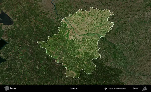 Langon. Fransa 'nın idari alanı koyu renkli bir B uydusu görüntüsüyle vurgulandı ve özetlendi