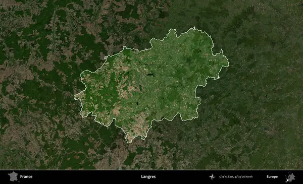 Langres. Fransa 'nın idari alanı koyu renkli bir B uydusu görüntüsüyle vurgulandı ve özetlendi
