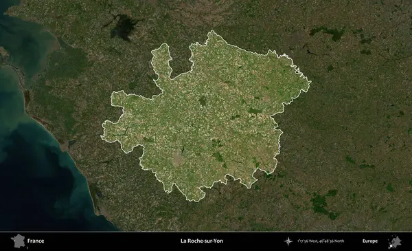 La Roche-sur-Yon. Fransa 'nın idari alanı koyu renkli bir B uydusu görüntüsüyle vurgulandı ve özetlendi