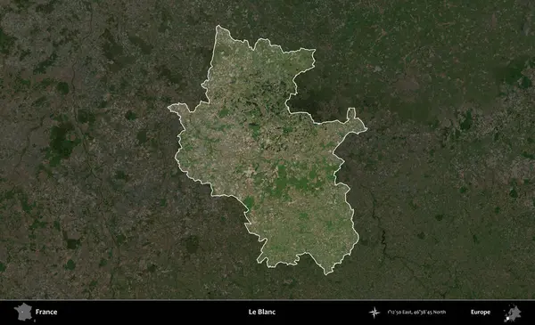Le Blanc. Fransa 'nın idari alanı koyu renkli bir B uydusu görüntüsüyle vurgulandı ve özetlendi