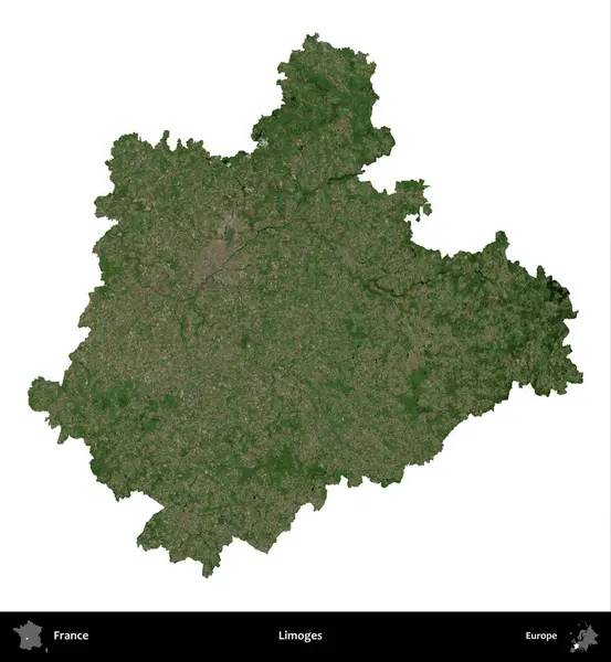 Limojeler. Fransa 'nın idari bölgesi B uydusundaki görüntülerde beyaza izole edildi