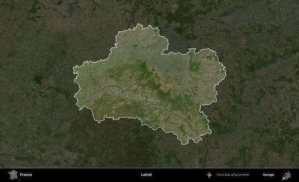 Loiret. Fransa 'nın idari alanı koyu renkli bir B uydusu görüntüsüyle vurgulandı ve özetlendi