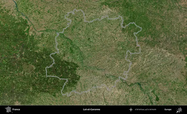 Lot-et-Garonne. B uydusundaki görüntülerde Fransa 'nın idari bölgesinin ana hatları belirlenmiş.