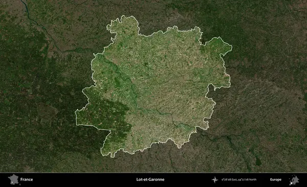 Lot-et-Garonne. Fransa 'nın idari alanı koyu renkli bir B uydusu görüntüsüyle vurgulandı ve özetlendi