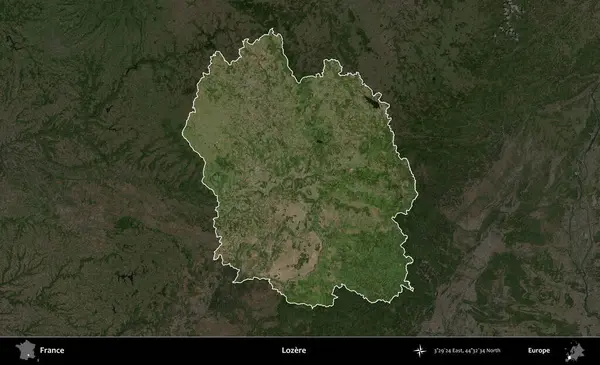 Lozere. Fransa 'nın idari alanı koyu renkli bir B uydusu görüntüsüyle vurgulandı ve özetlendi