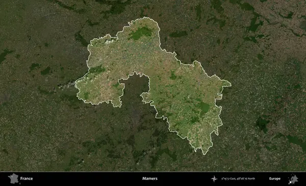 Mamers. Fransa 'nın idari alanı koyu renkli bir B uydusu görüntüsüyle vurgulandı ve özetlendi
