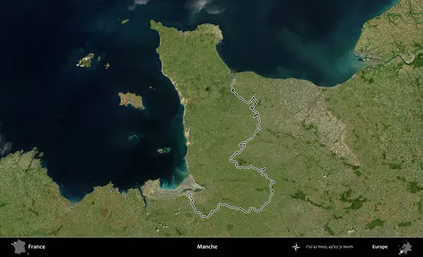 Manche. B uydusundaki görüntülerde Fransa 'nın idari bölgesinin ana hatları belirlenmiş.