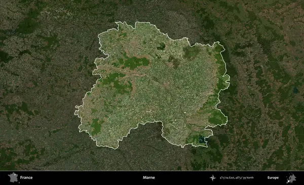 Marne. Fransa 'nın idari alanı koyu renkli bir B uydusu görüntüsüyle vurgulandı ve özetlendi