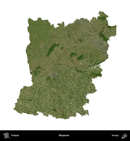 Mayenne. Fransa 'nın idari bölgesi B uydusundaki görüntülerde beyaza izole edildi