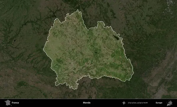 Mende. Fransa 'nın idari alanı koyu renkli bir B uydusu görüntüsüyle vurgulandı ve özetlendi