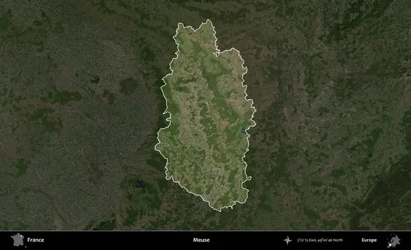 Meuse. Fransa 'nın idari alanı koyu renkli bir B uydusu görüntüsüyle vurgulandı ve özetlendi